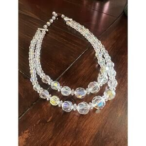 Vintage Double Strand Crystal Headed Choker 16” with hook clasp